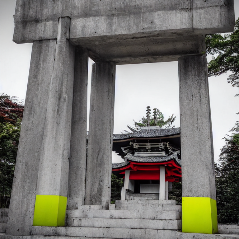 brutalist concrete shinto shrine